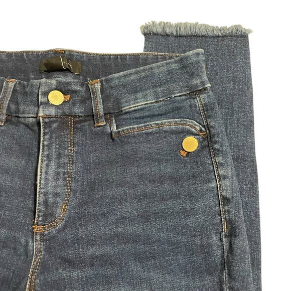 Ann Taylor Womens Jeans Size 4 The Skinny Raw Hem Mid Rise Dark Wash Blue Denim - Picture 8 of 12